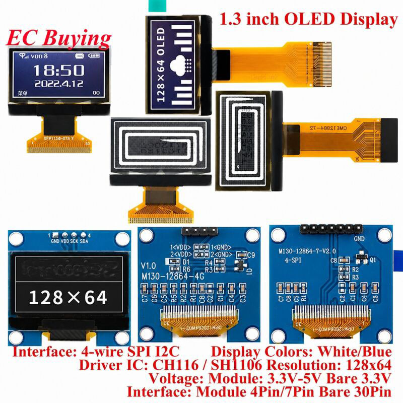 I2C Lcd Display - شاشة OLED مقاس 1.3 بوصة، شاشة