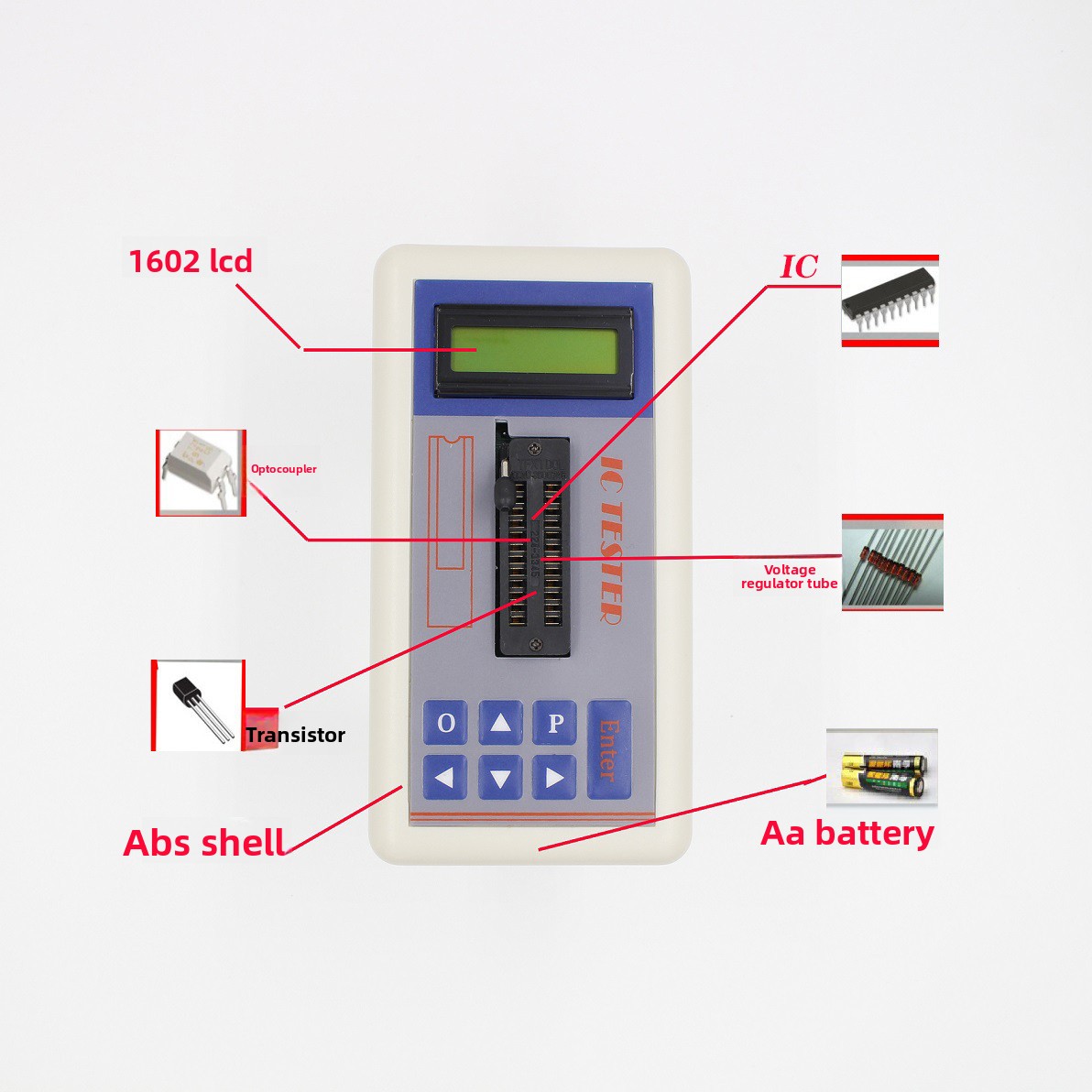 Diy Electronics Lab Equipment - جهاز اختبار الترانزستور TSH‑06F IC لمحلات