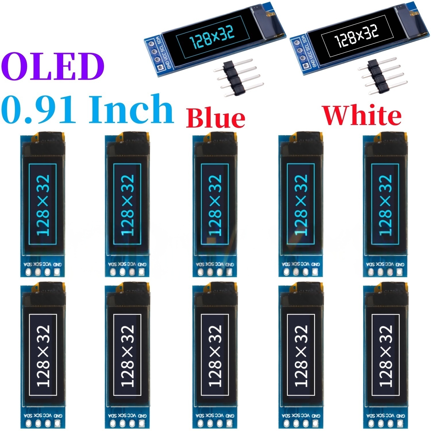 I2C Lcd Display - شاشة OLED بيضاء/زرقاء مقاس 0.91 بوصة