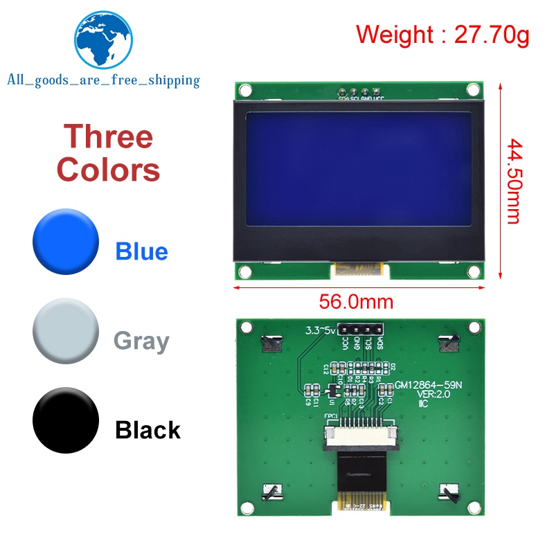 1/3 قطعة 12864 IIC وحدة LCD 12 - مراجعة I2C Lcd Display وسعره